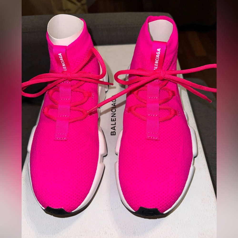 Balenciaga Lace Up Speed Trainer Rose Fluo Size EU 37 US 7